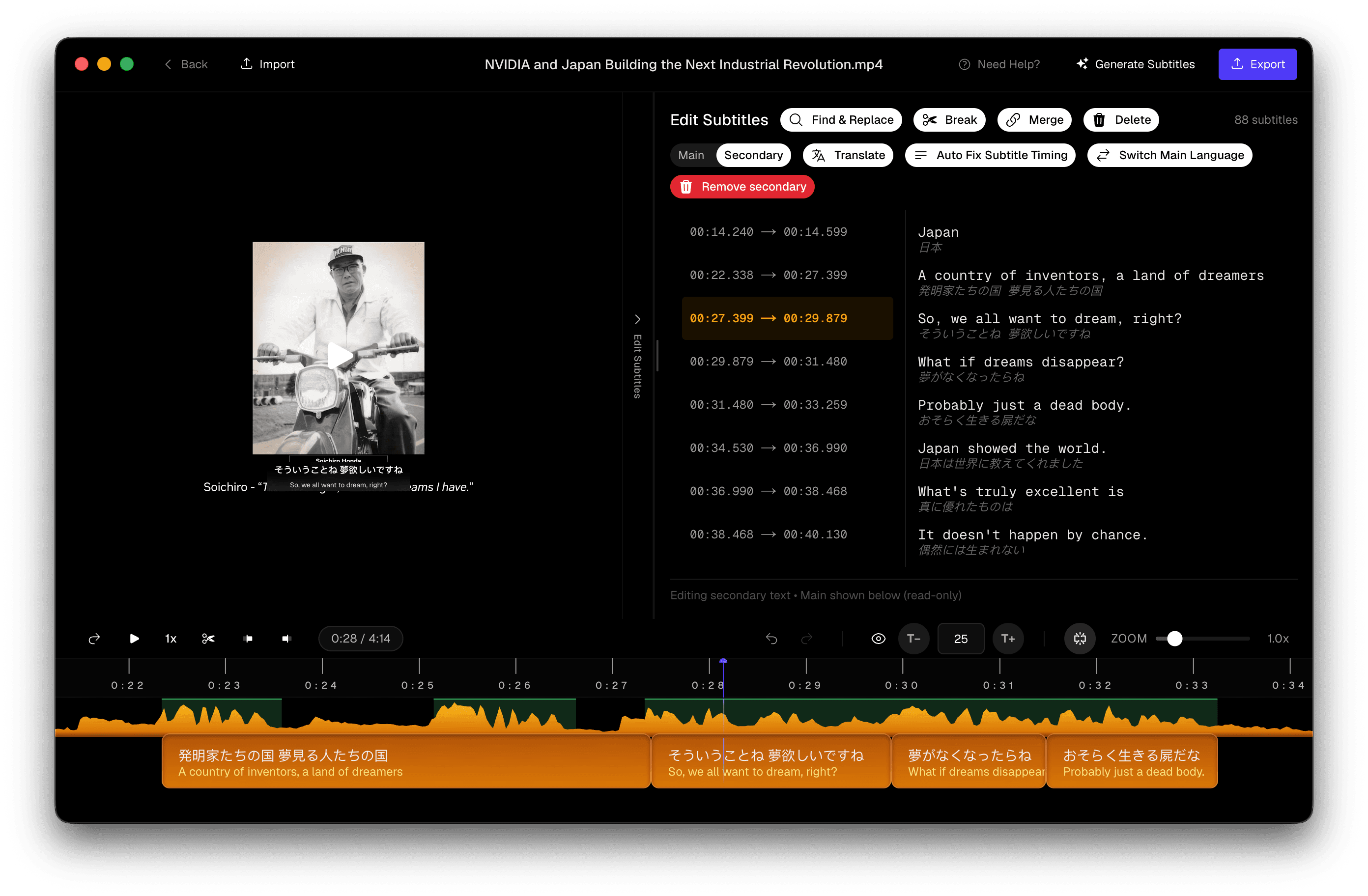 Subtitle Studio iwwersetzt Ënnertitelen um Apparat — Ënnertitel-Text gëtt lokal veraarbecht, ouni Cloud-Upload