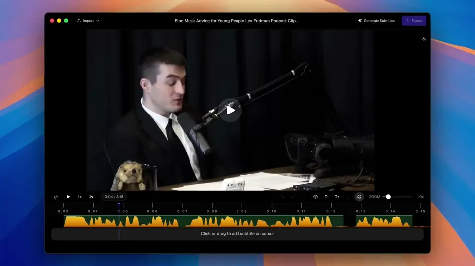 Drag and drop a video into Subtitle Studio